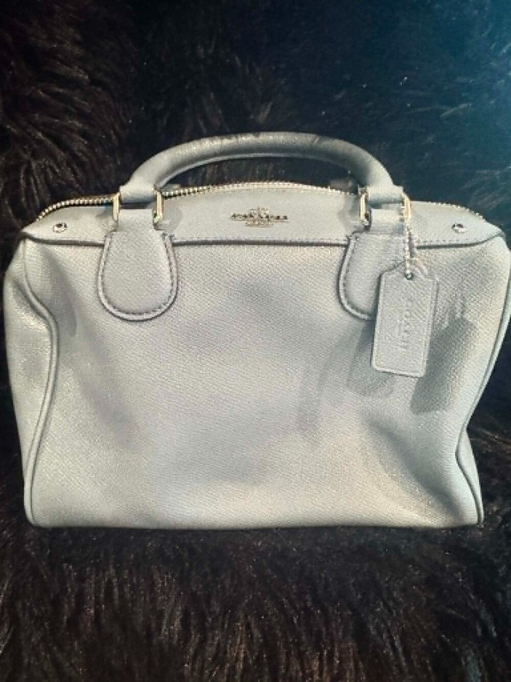 Authentic Coach Mini Bennett Satchel Grey Crossgrain Leather Handbag